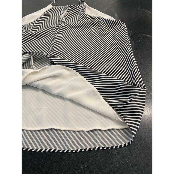 H&M black and whie stripe silky racerback dressy tank top Med - Picture 7 of 10
